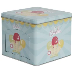 Boîte à gâteaux bleue décor glace multicolore