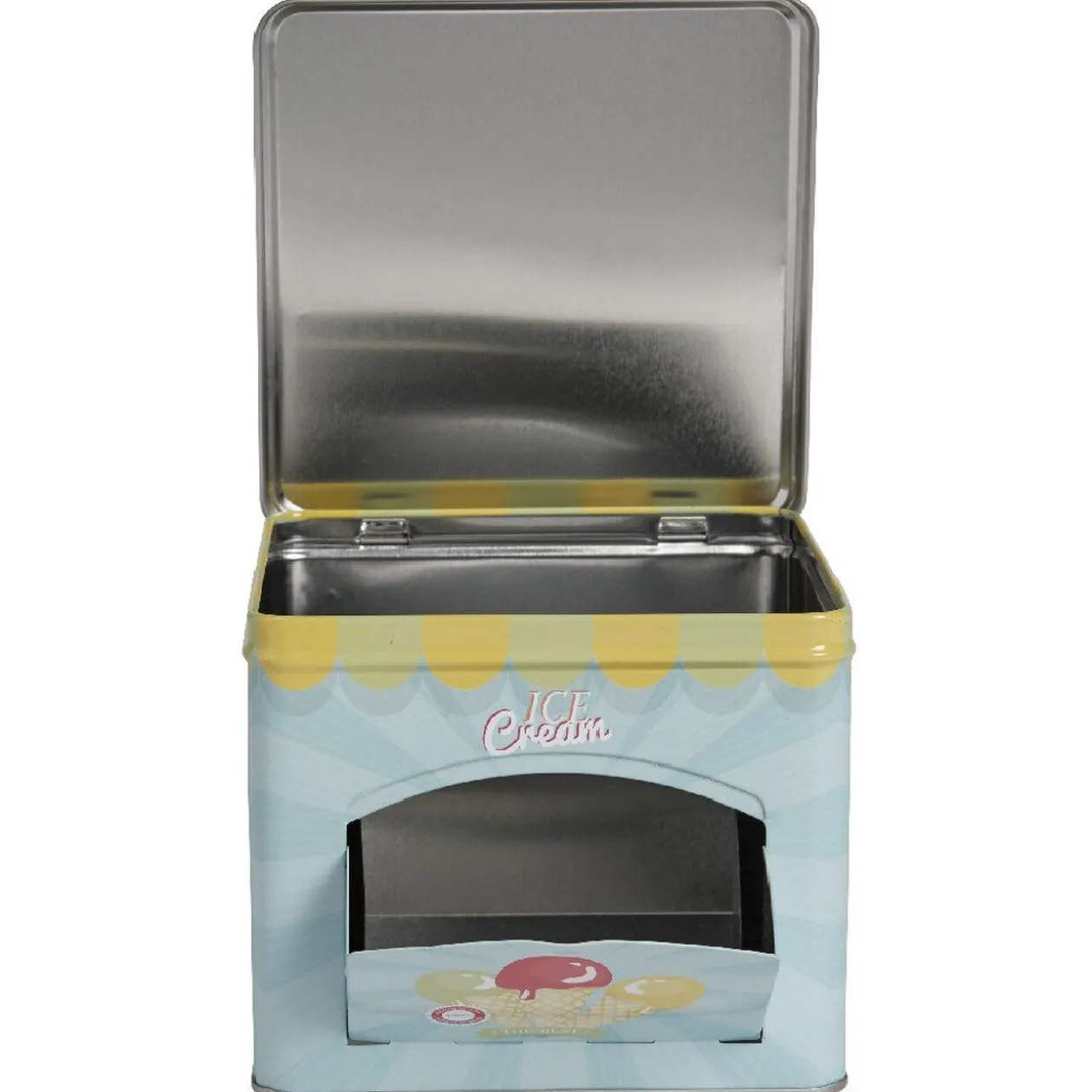 Boîte à gâteaux bleue décor glace multicolore