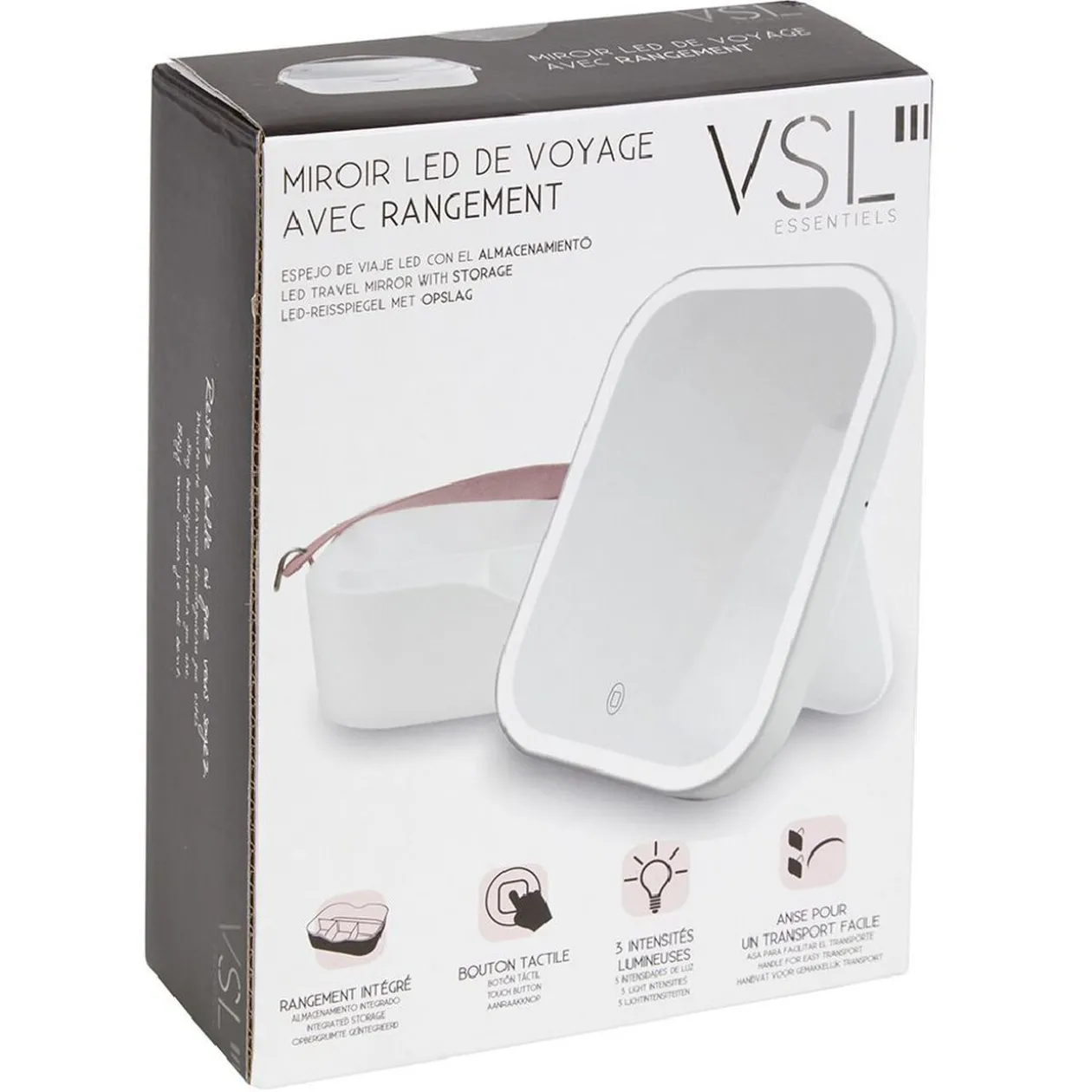 Boîte à maquillage à led avec miroir