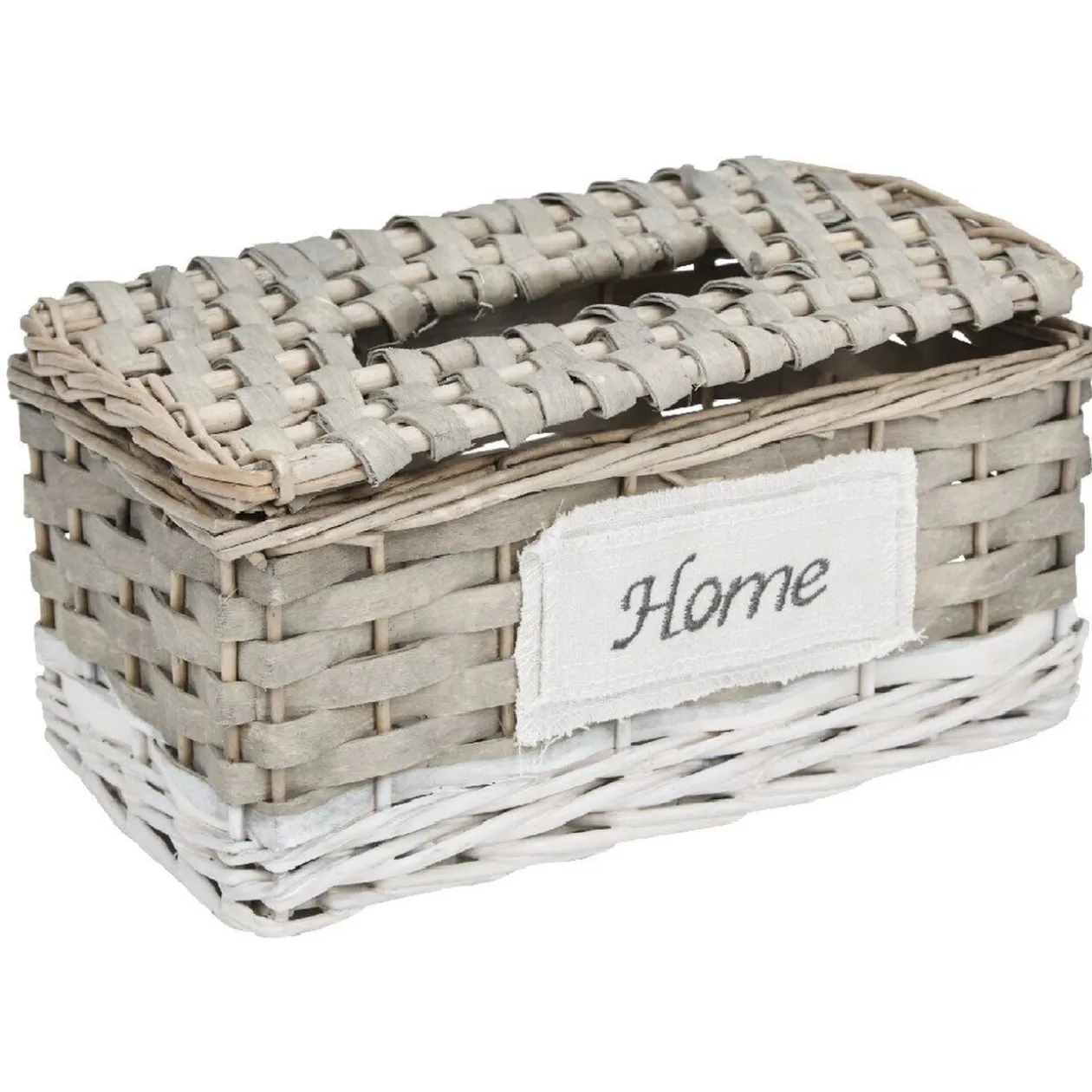 Boîte à mouchoirs tressé blanc et naturel HOME
