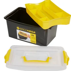 Boîte à outils avec rangement amovible noir jaune 4L