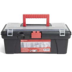 Boîte à outils plastique noir et rouge 30x14xH11cm