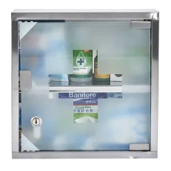 Boîte à pharmacie avec porte en verre verrouillable