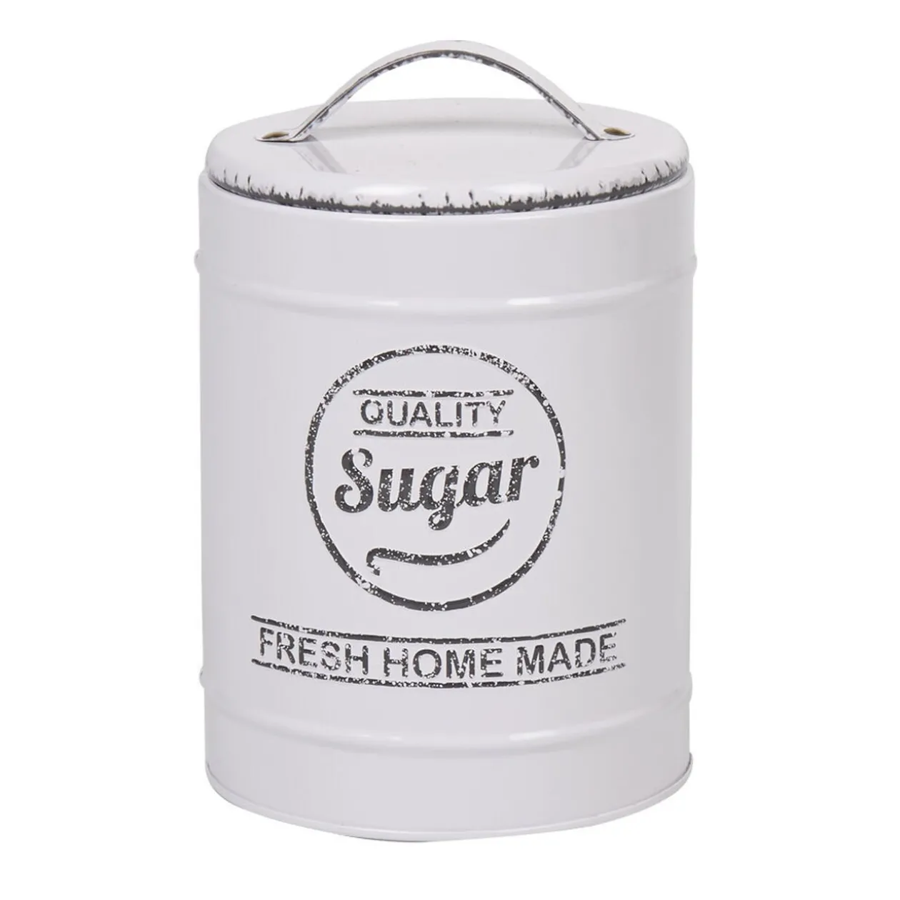 Boîte à sucre métal blanc cassé