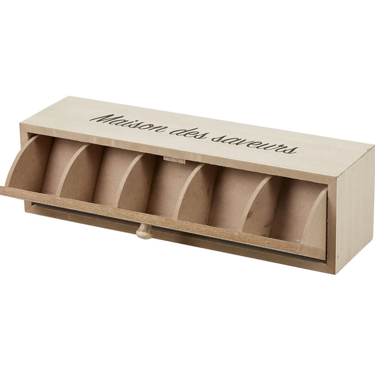 Boîte à thé bois design géométrique naturel et noir