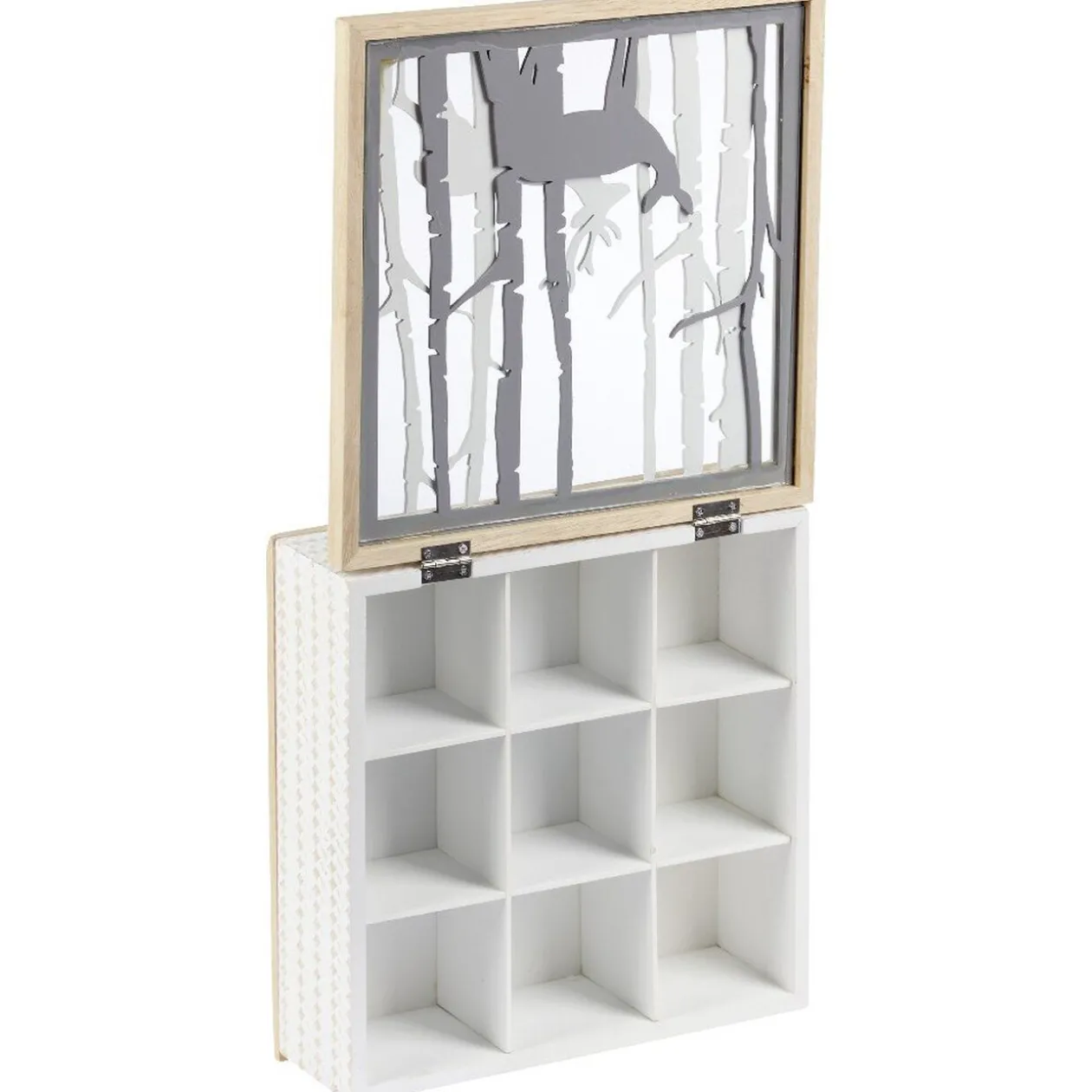 Boîte à thé en bois déco nature cerf blanc