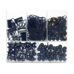 Boîte accessoires de bureau trombones, pinces et punaises