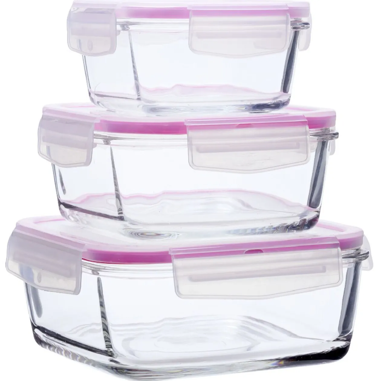 Boîte alimentaire carrée en verre x3