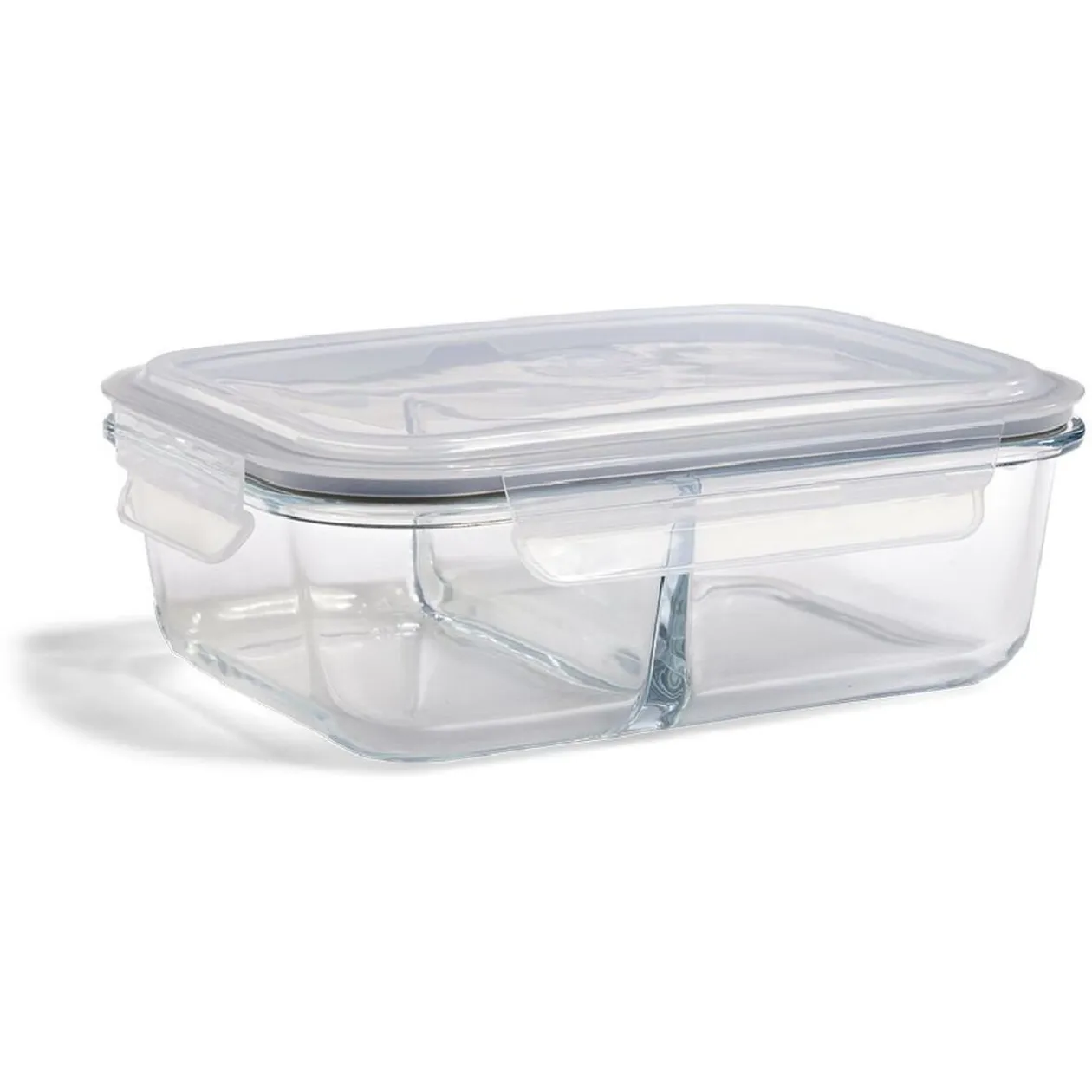 Boîte alimentaire compartimentée en verre couvercle plastique 1,5L