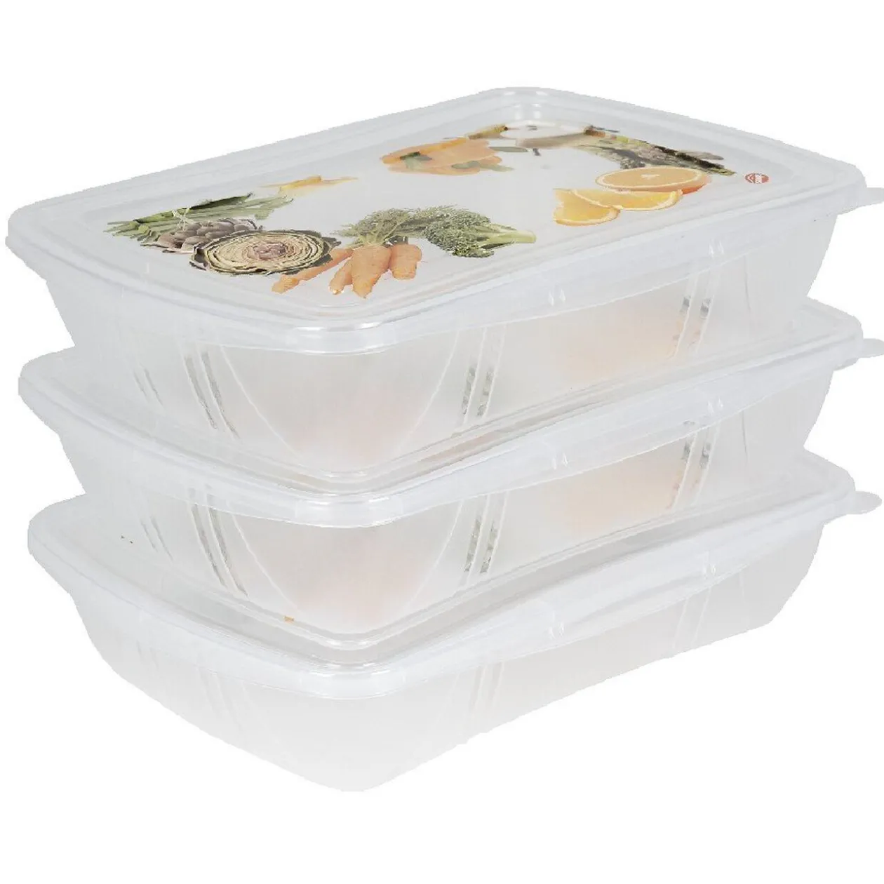 Boîte alimentaire motif légumes et fruits 1 L x3