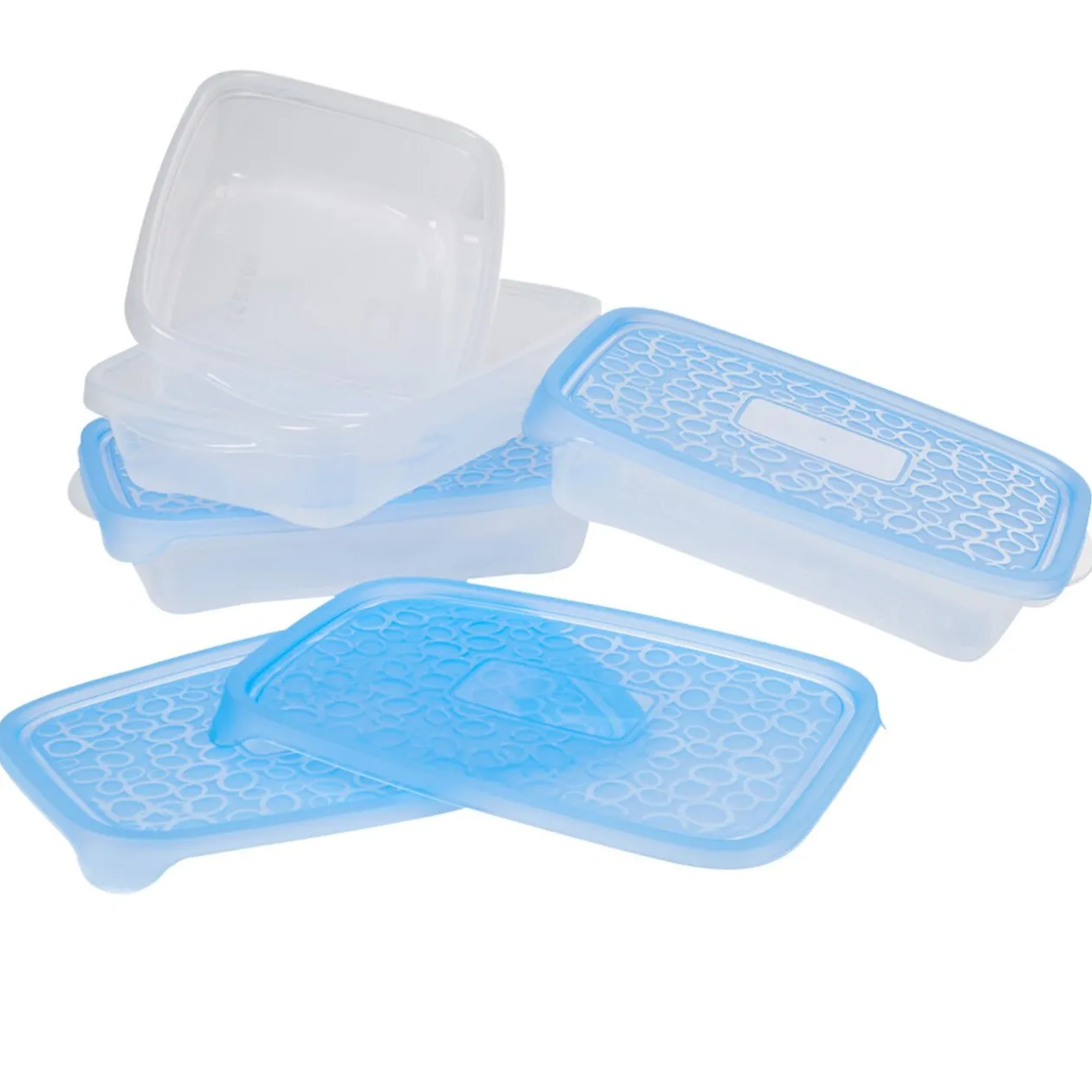 Boîte alimentaire Take away 1 L transparente et bleue x4
