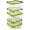 Boîte alimentaire transparente et verte x5