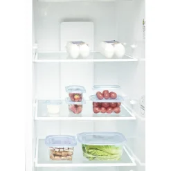 Boîte alimentaire transparente couvercle bleu x18