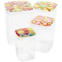 Boîte alimentaire transparent couvercle imprimé x4