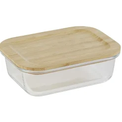 Boîte alimentaire verre avec couvercle bambou
