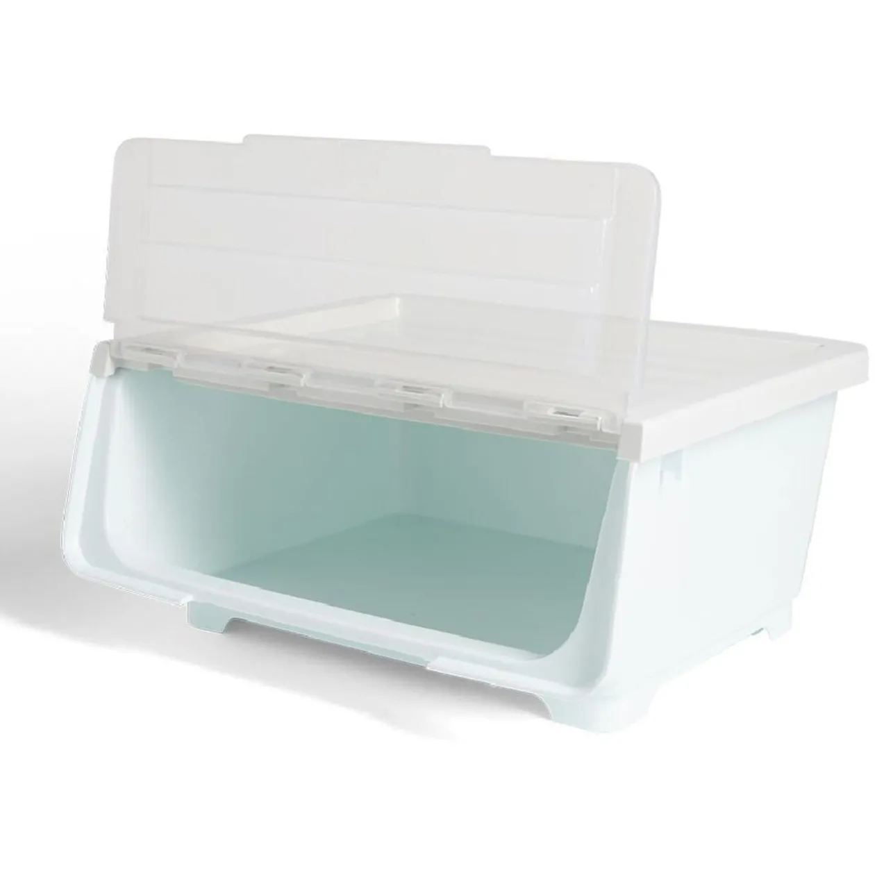 Boîte avec couvercle 29L bleu 43xH21x37cm