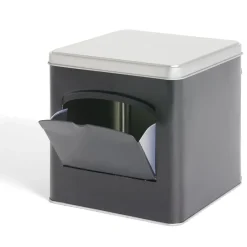 Boîte conservation avec ouverture métal noir et gris 14,5x14,5x14,5cm