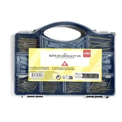 Boîte de 184 pièces de chevilles et vis