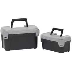 Boîte de bricolage en plastique noir et gris x2