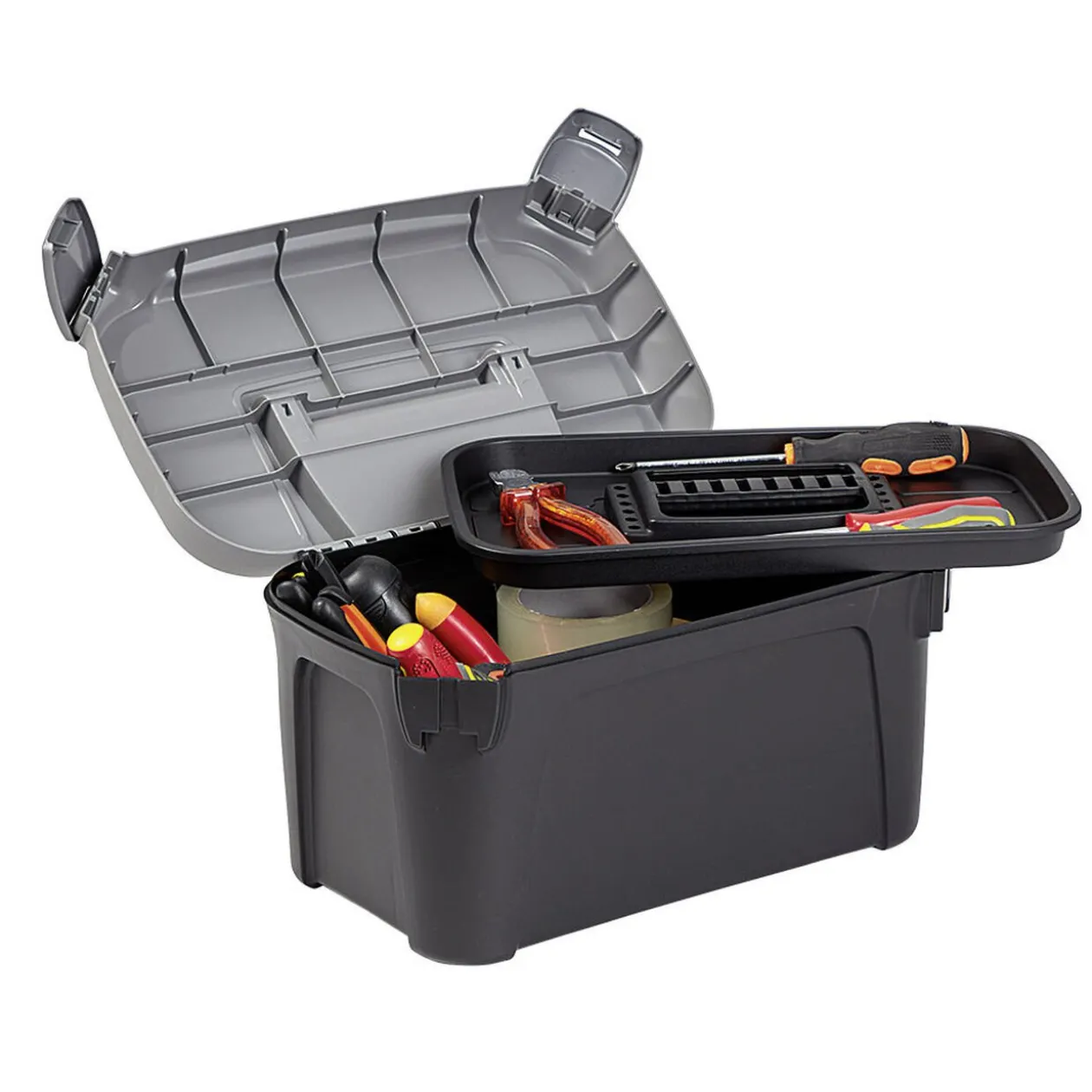 Boîte de bricolage en plastique noir et gris x2