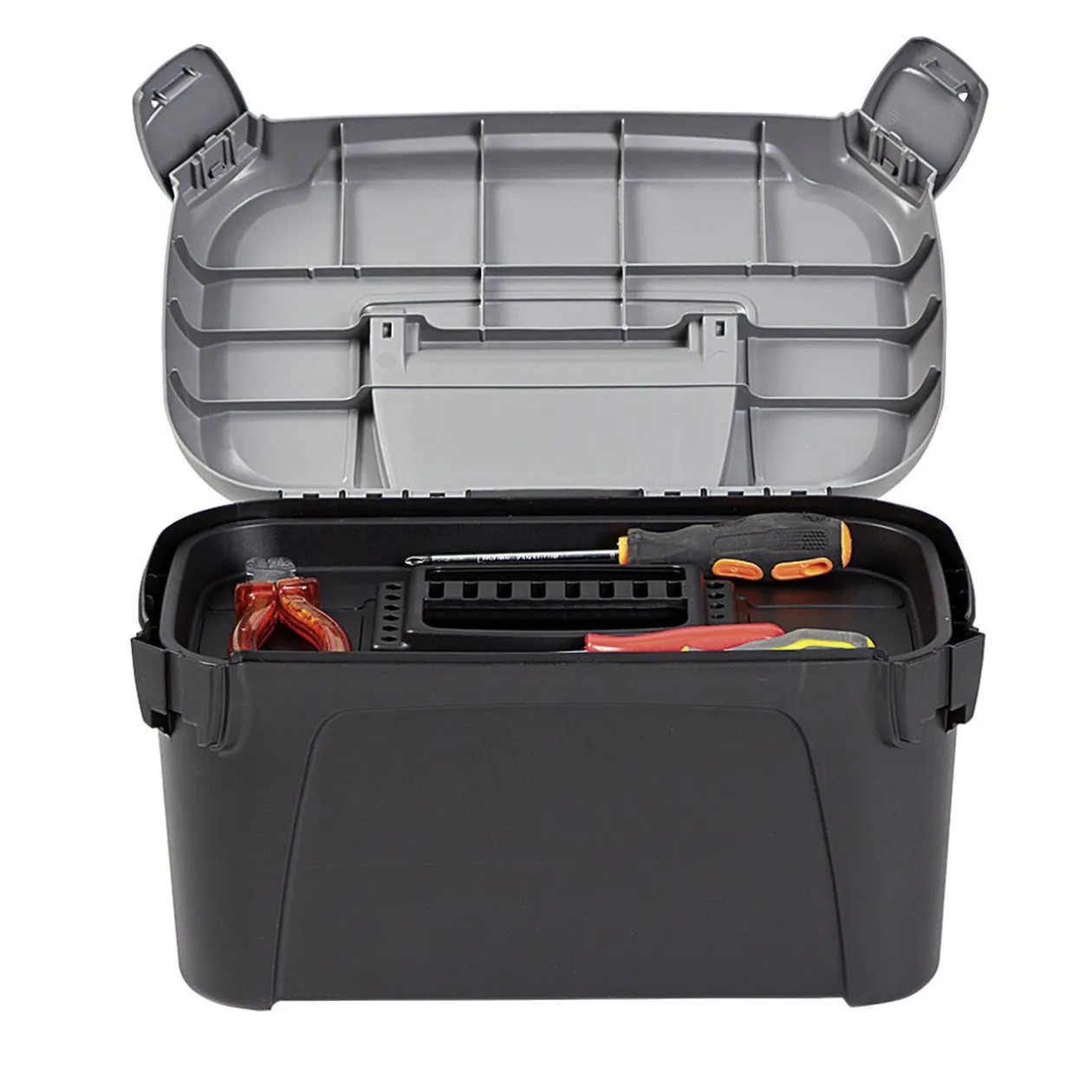 Boîte de bricolage en plastique noir et gris x2