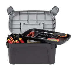 Boîte de bricolage en plastique noir et gris x2