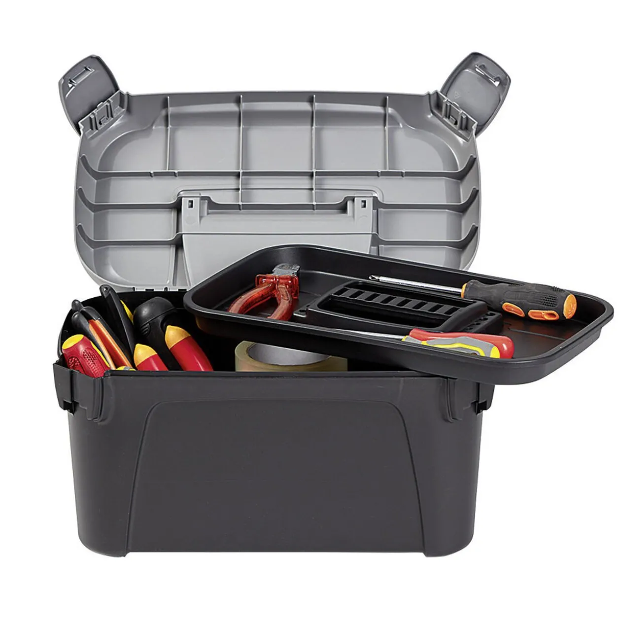 Boîte de bricolage en plastique noir et gris x2