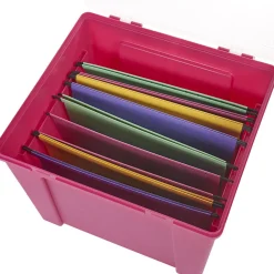 Boîte de classement en plastique 8 dossiers rose