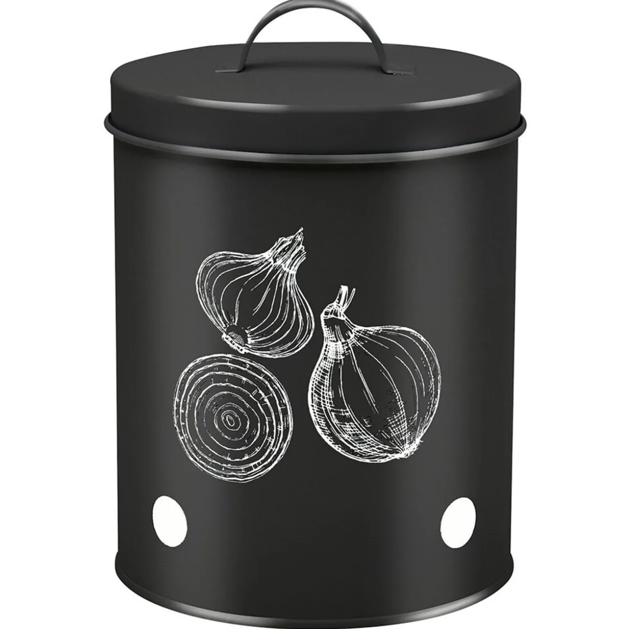Boîte de conservation pour oignon en métal noir