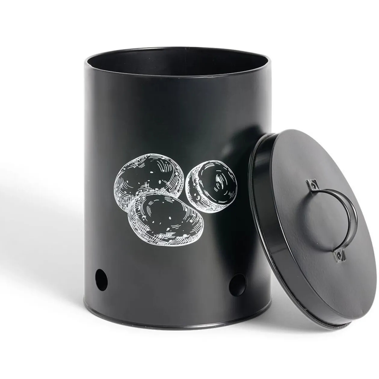 Boîte de conservation pour pommes de terre en métal noir