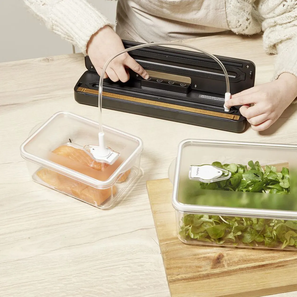 Boîte de conservation sous vide 1L - 18,5x16,5xH6,2cm