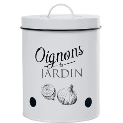 Boîte de conservation vintage en métal pour oignons