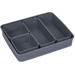 Boîte de rangement 5 compartiments L34 x L28,5 cm