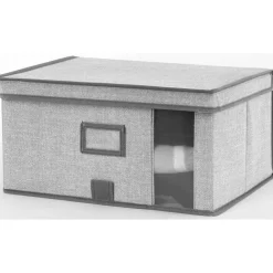 Boîte de rangement à fenêtre grise L