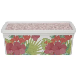 Boîte de rangement 6 L design fleur et feuille exotique