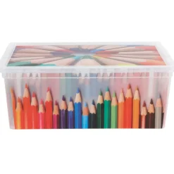 Boîte de rangement 18 L motif crayon