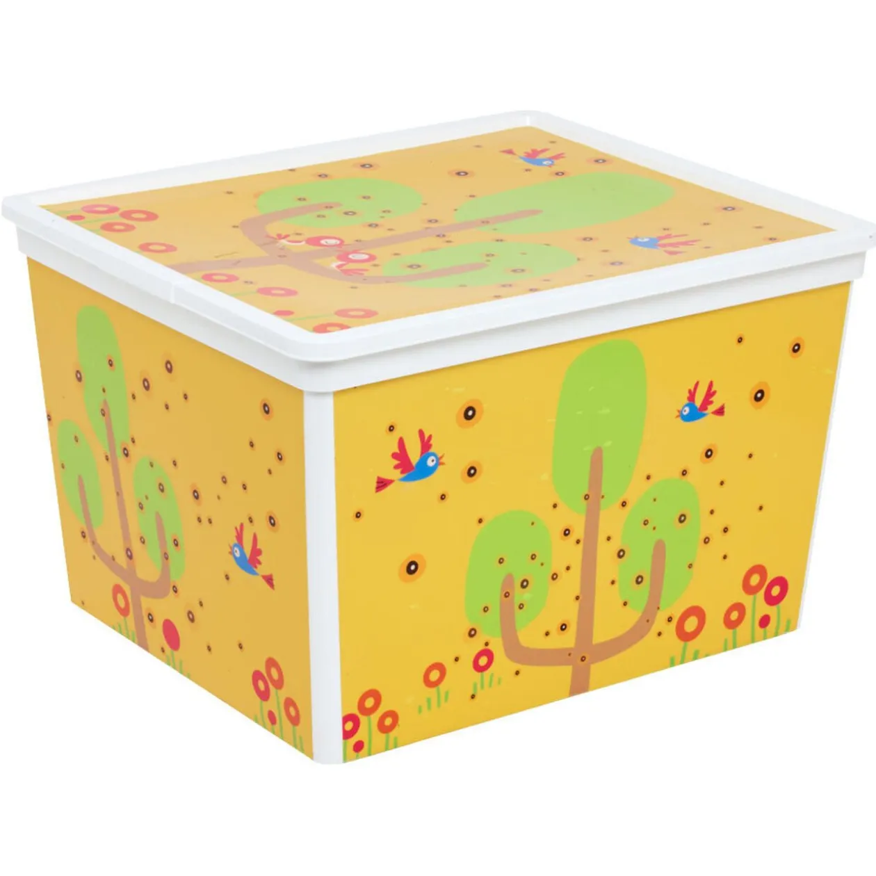 Boîte de rangement 27 L motif arbre et oiseaux