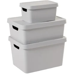 Boîte de rangement avec couvercle grise 11 L