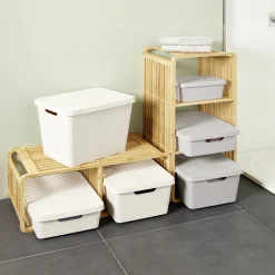 Boîte de rangement avec couvercle beige 17 L