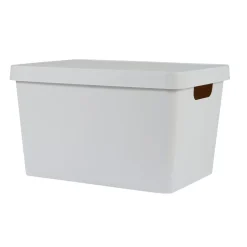 Boîte de rangement avec couvercle beige 17 L