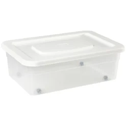 Boîte de rangement avec roulettes et couvercle 25 L