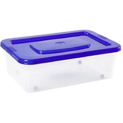 Boîte de rangement avec roulettes et couvercle 25 L