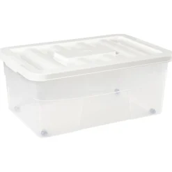 Boîte de rangement avec roulettes et couvercle 46 L