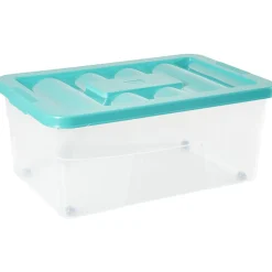 Boîte de rangement avec roulettes et couvercle 46 L