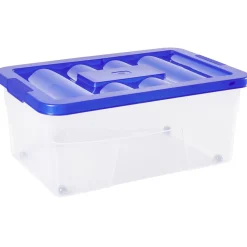 Boîte de rangement avec roulettes et couvercle 46 L