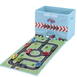 Boîte de rangement avec tapis de jeux circuit ou safari - 2 modèles
