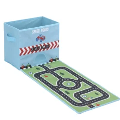 Boîte de rangement avec tapis de jeux circuit ou safari - 2 modèles