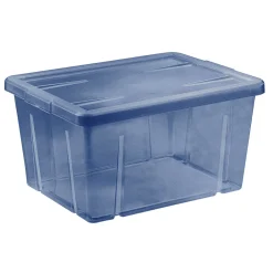 Boîte de rangement bleu avec couvercle 30L