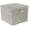 Boîte de rangement carrée décor zig zag noir blanc