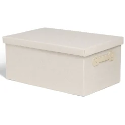 Boîte de rangement coton gris ou beige 40,5xH18x26,5cm